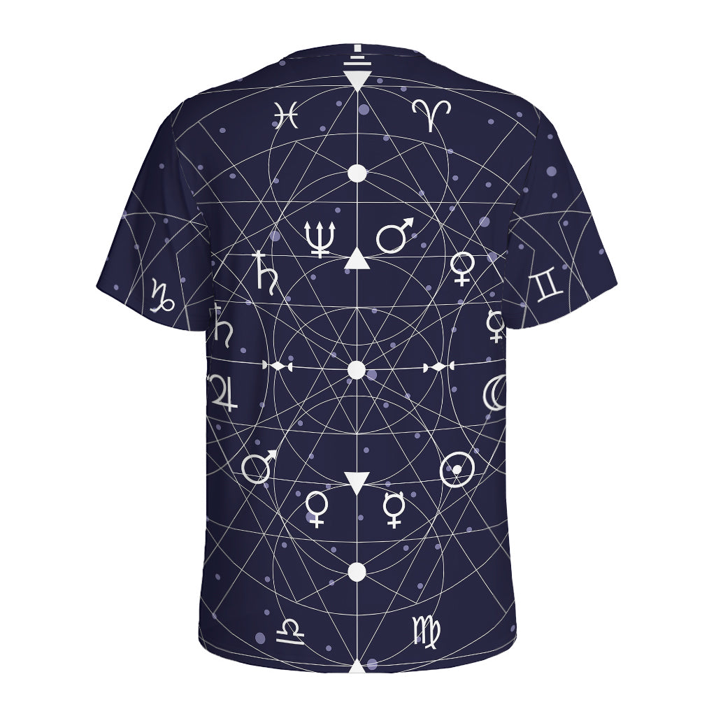 Geometric Moon Phase Print Men's Sports T-Shirt
