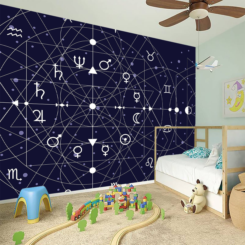 Geometric Moon Phase Print Wall Sticker