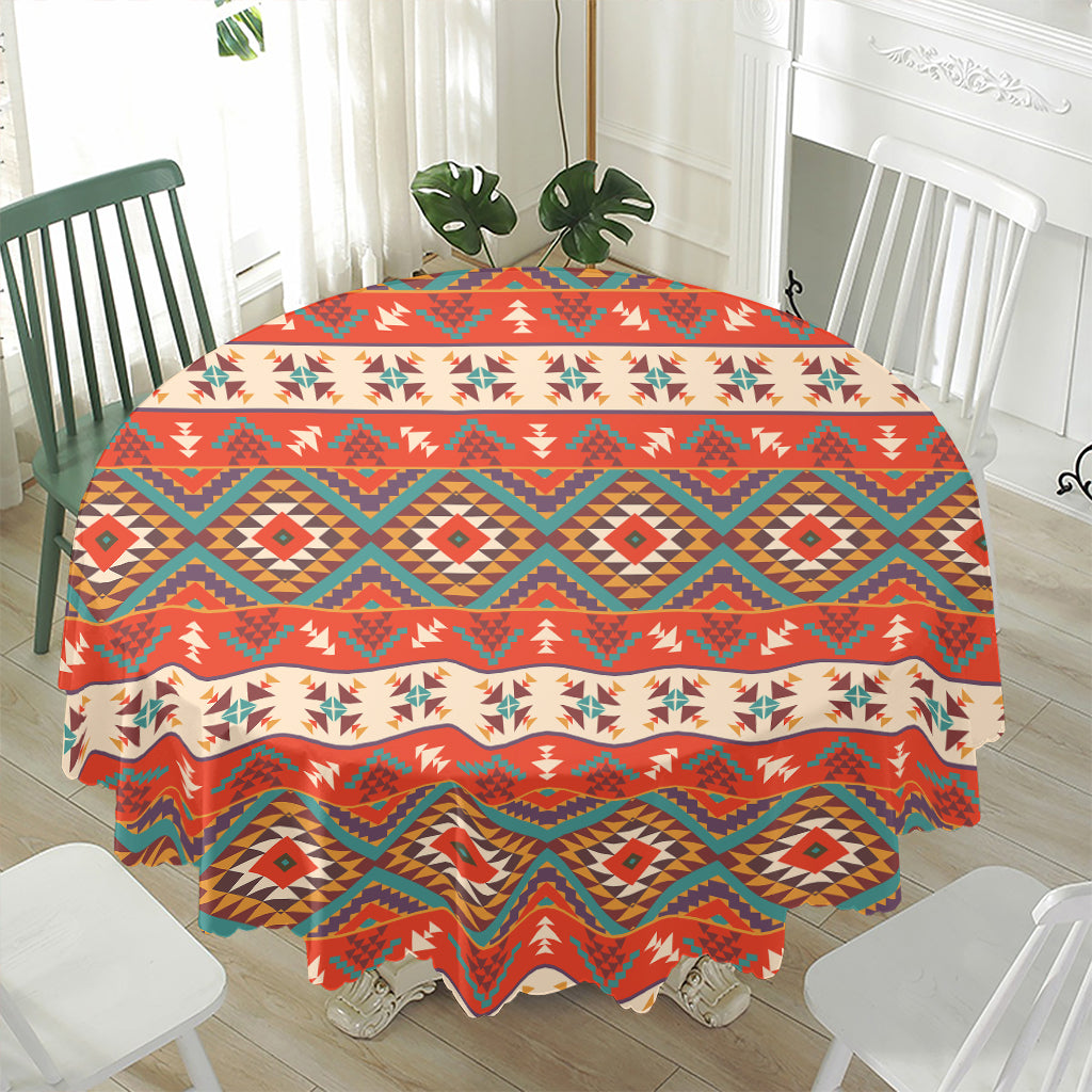Geometric Native Navajo Print Waterproof Round Tablecloth