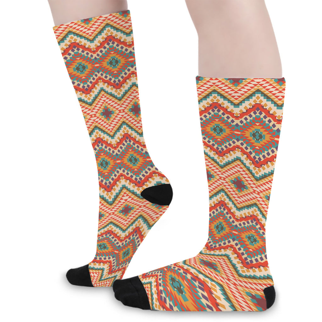 Geometric Navajo Pattern Print Long Socks