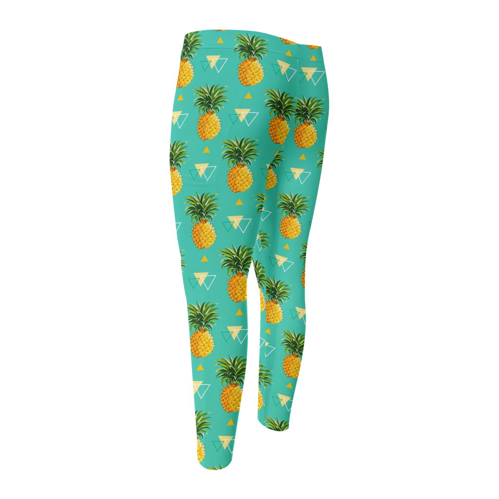 Geometric Pineapple Pattern Print Men's Compression Pants