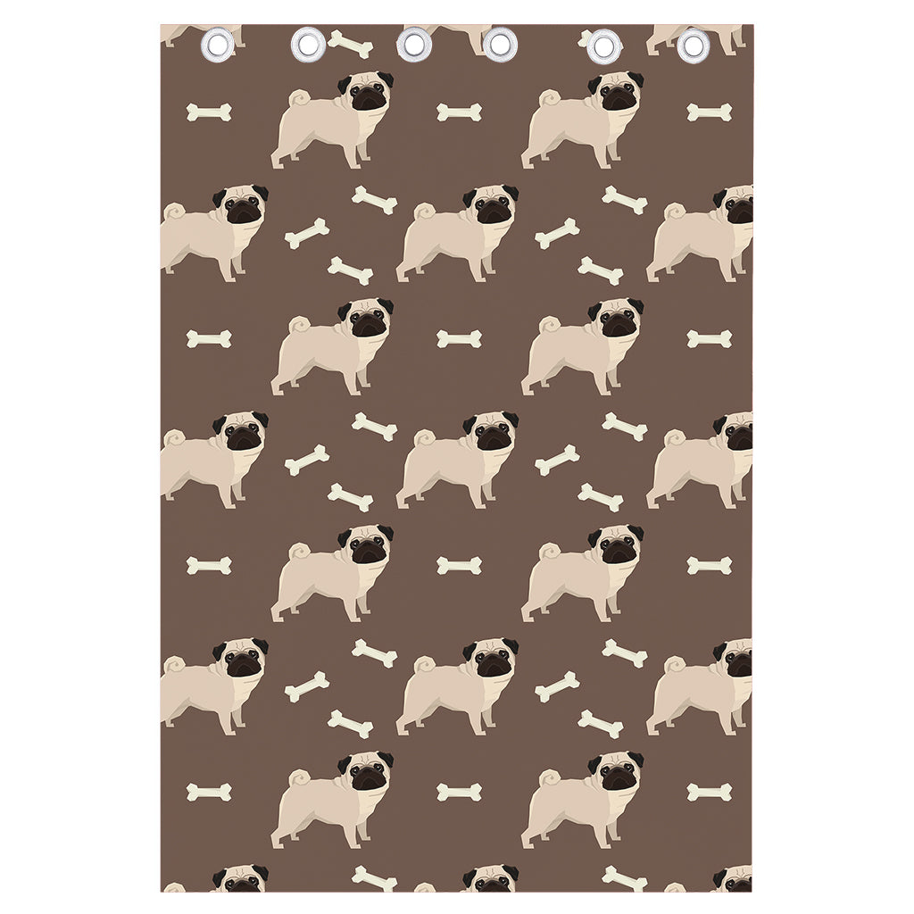 Geometric Pug Pattern Print Curtain