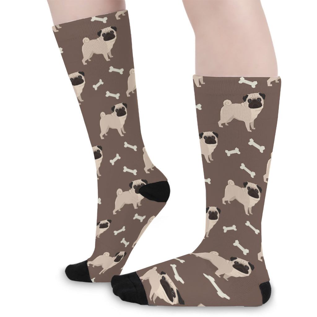 Geometric Pug Pattern Print Long Socks