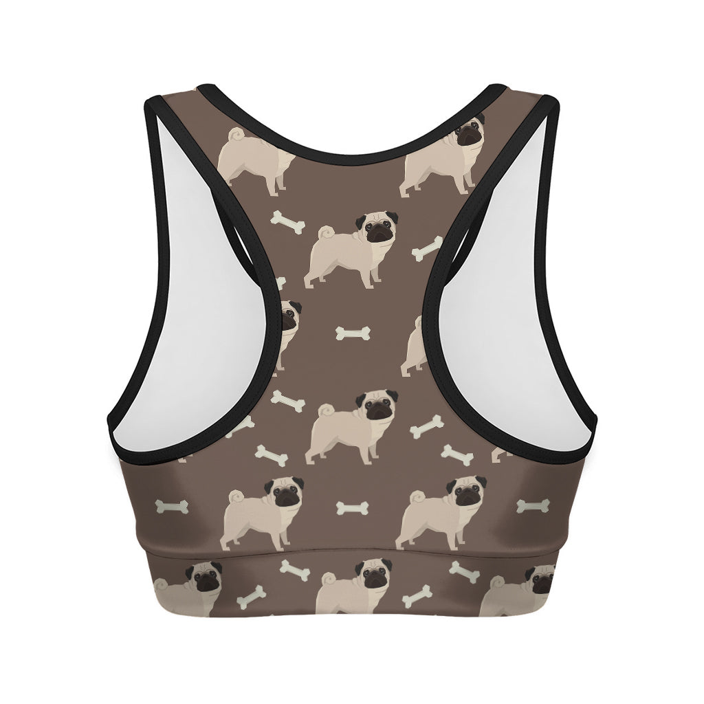 Geometric Pug Pattern Print Women's Sports Bra