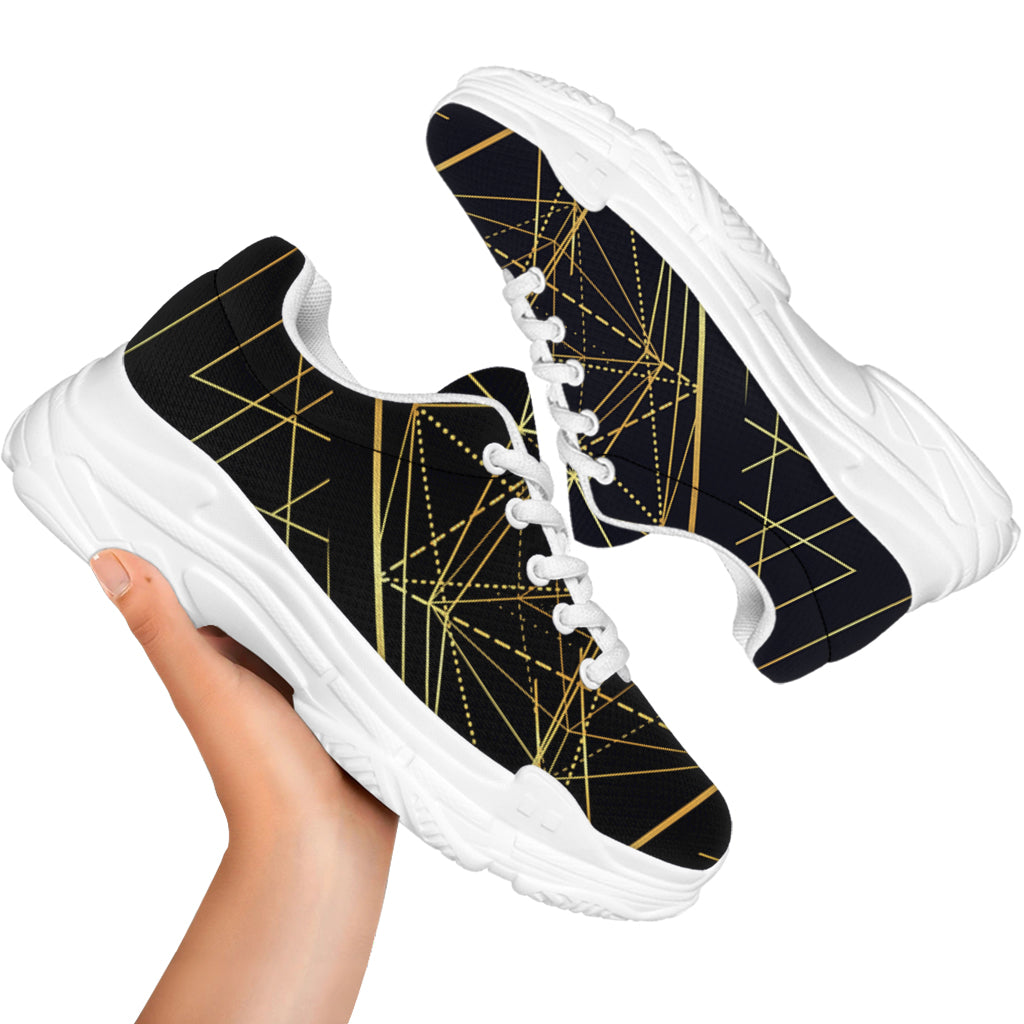 Geometric Pyramid Print White Chunky Shoes