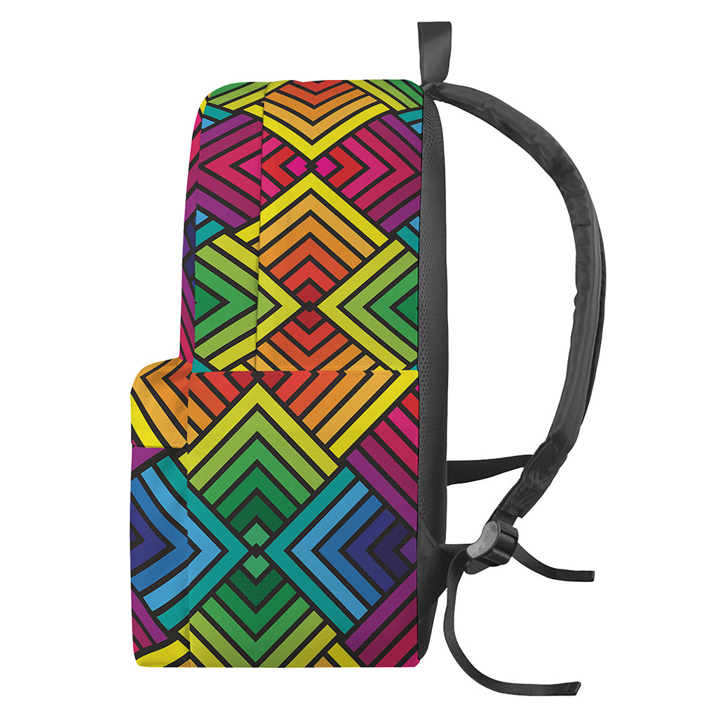 Geometric Rainbow Pattern Print Backpack