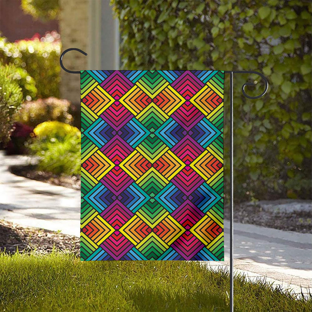 Geometric Rainbow Pattern Print House Flag