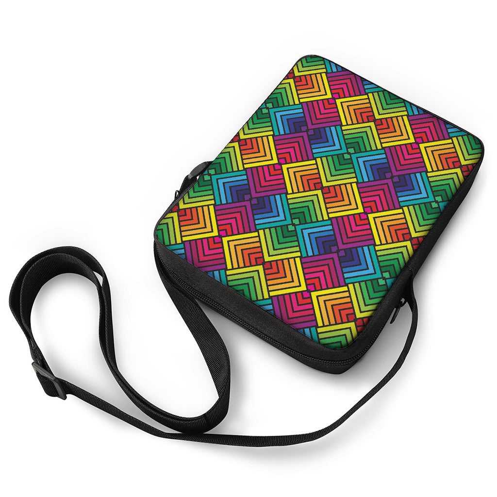 Geometric Rainbow Pattern Print Rectangular Crossbody Bag