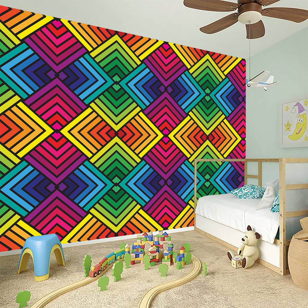 Geometric Rainbow Pattern Print Wall Sticker