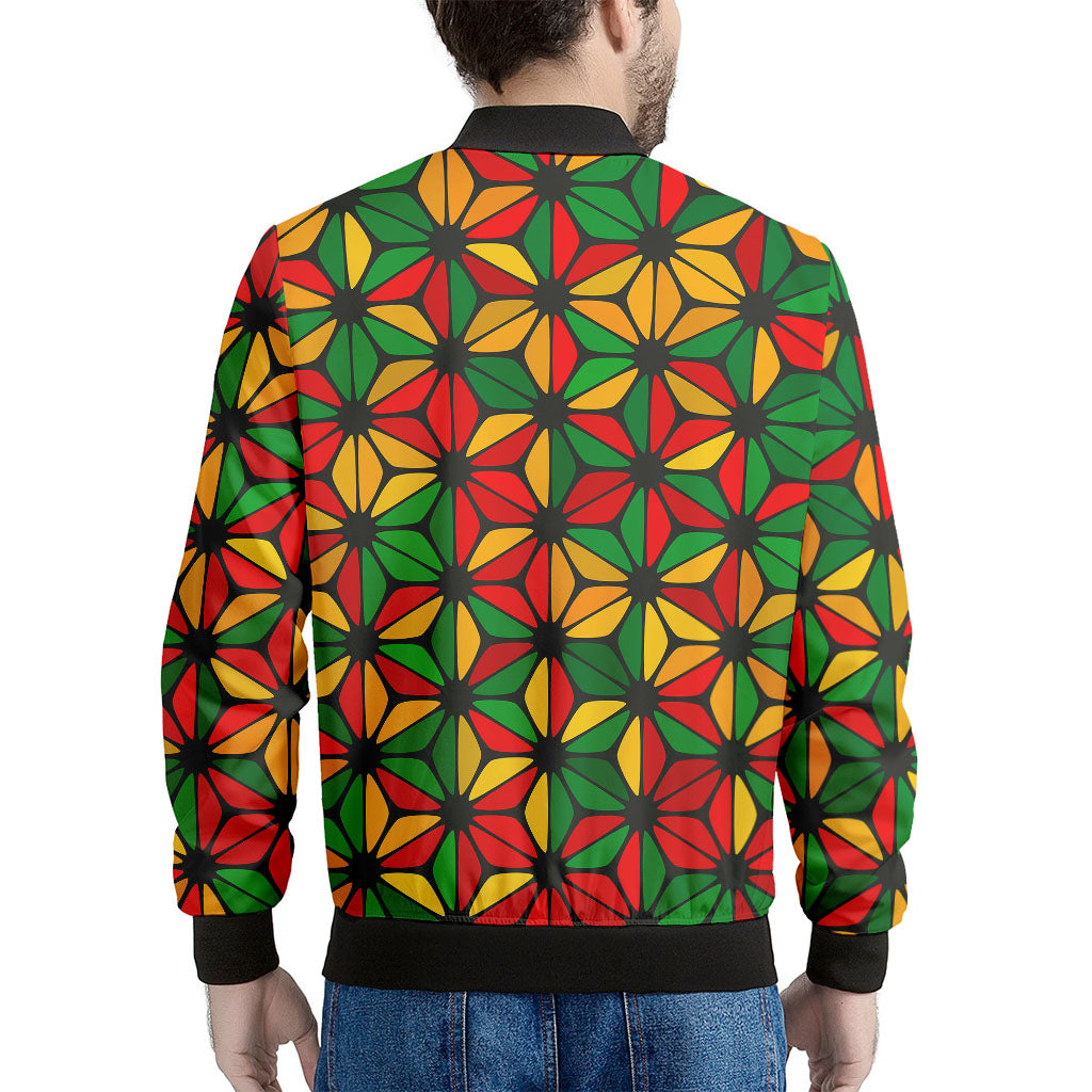 Geometric Reggae Pattern Print Men's Bomber Jacket