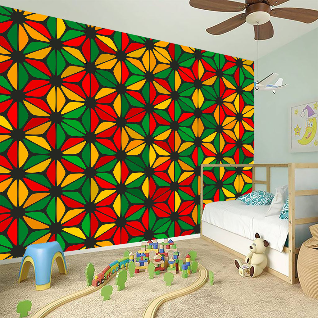 Geometric Reggae Pattern Print Wall Sticker