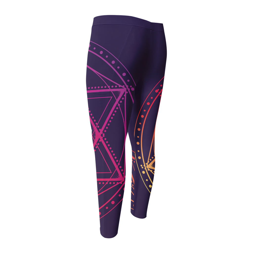 Geometric Star of David Print Men's Compression Pants