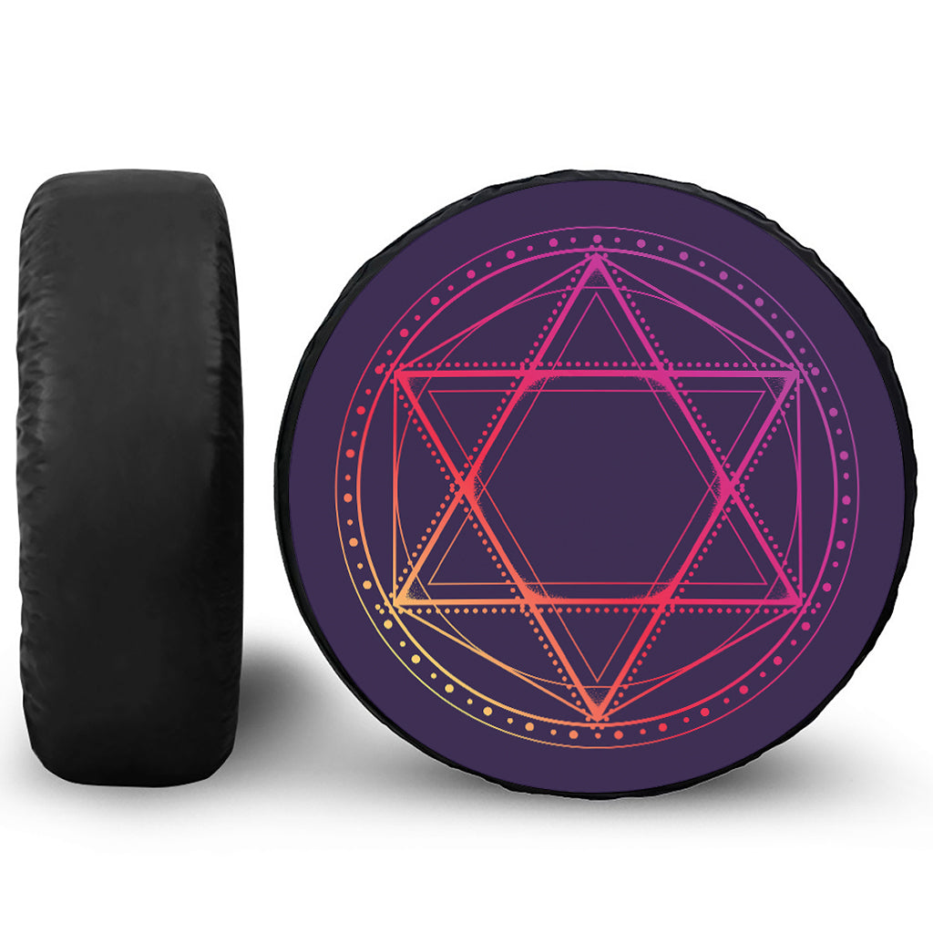 Geometric Star of David Print Tire Cover