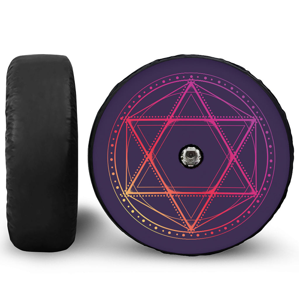 Geometric Star of David Print Tire Cover With Camera Hole