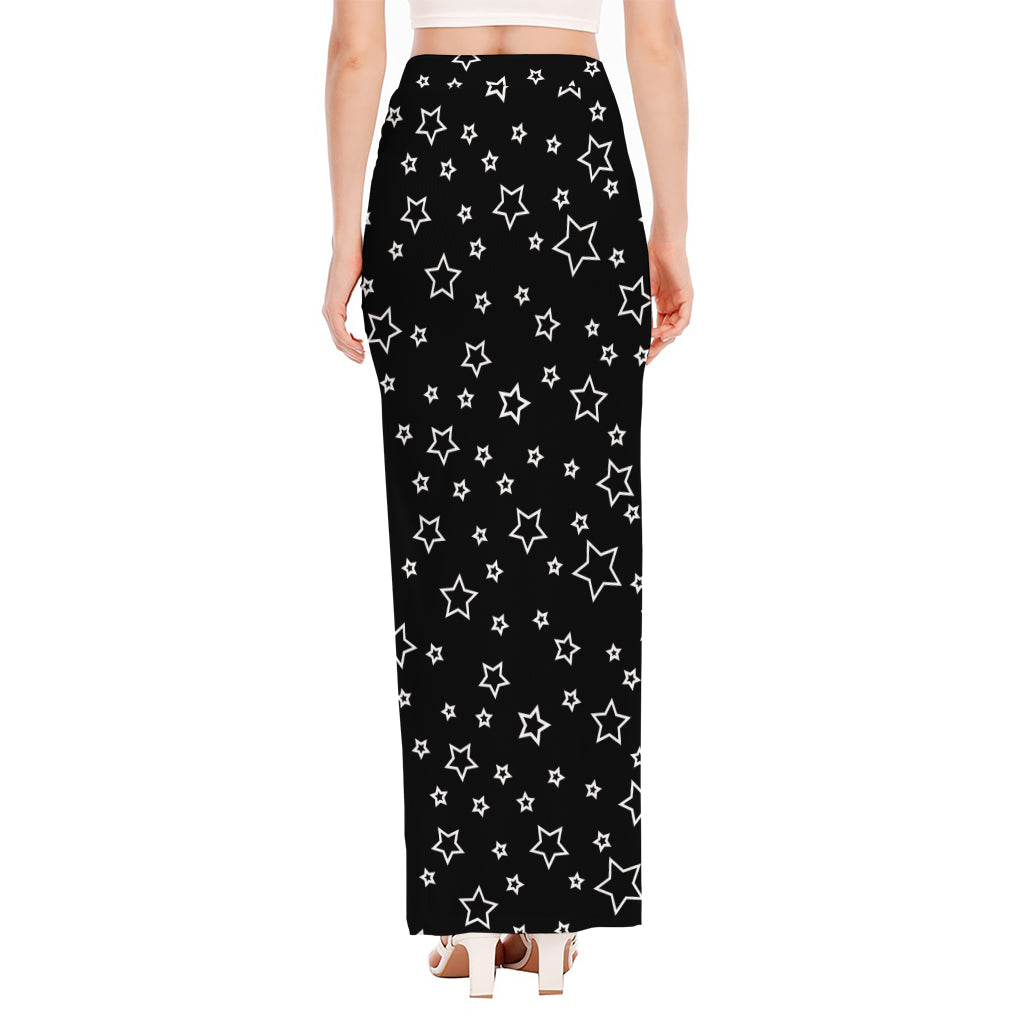 Geometric Star Pattern Print High Slit Maxi Skirt