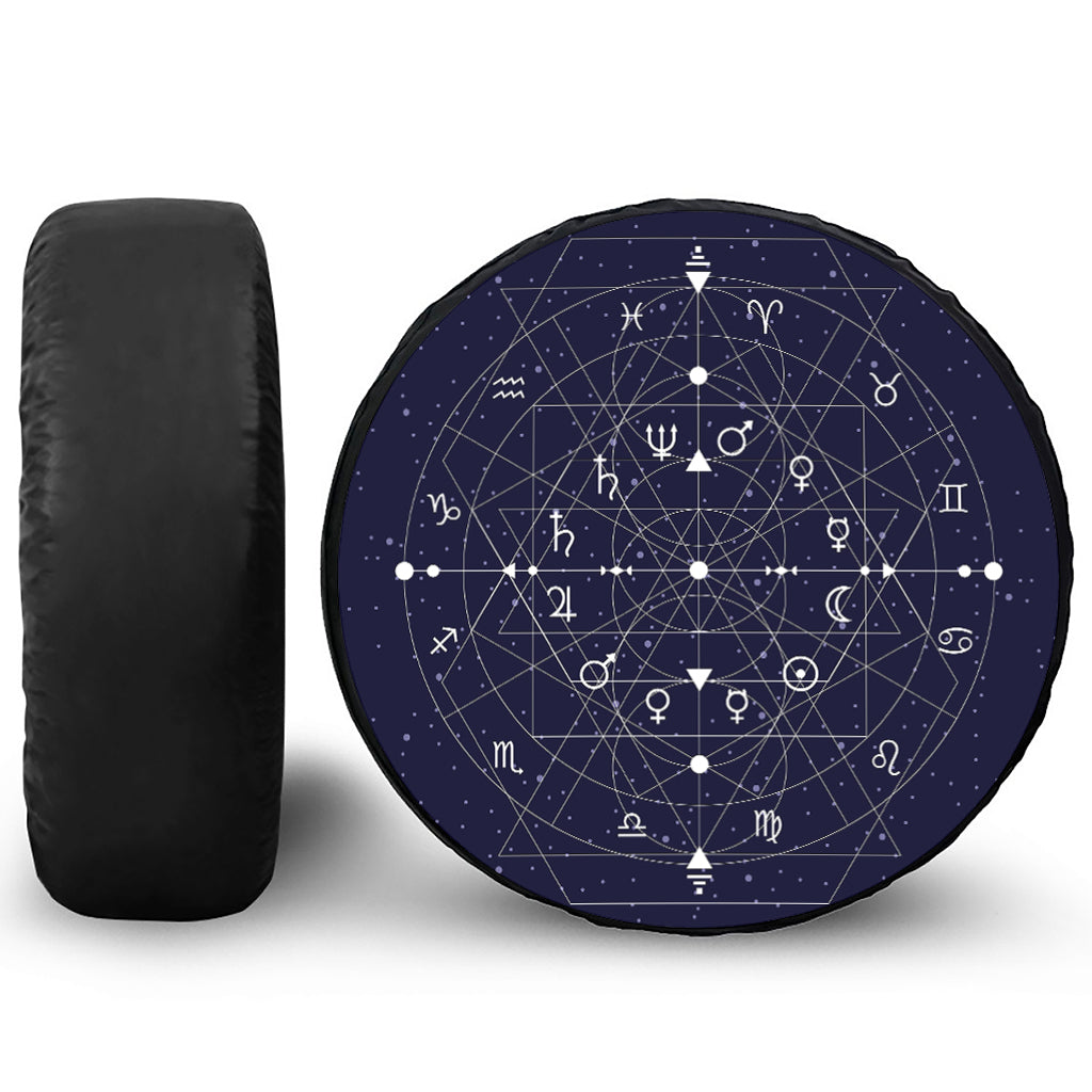Geometric Zodiac Signs Print Tire Cover