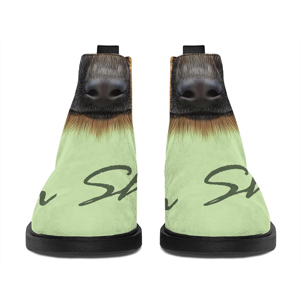 German Shepherd Dog Portrait Print Flat Ankle Boots