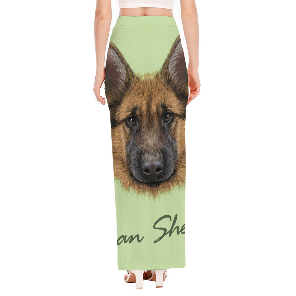 German Shepherd Dog Portrait Print High Slit Maxi Skirt