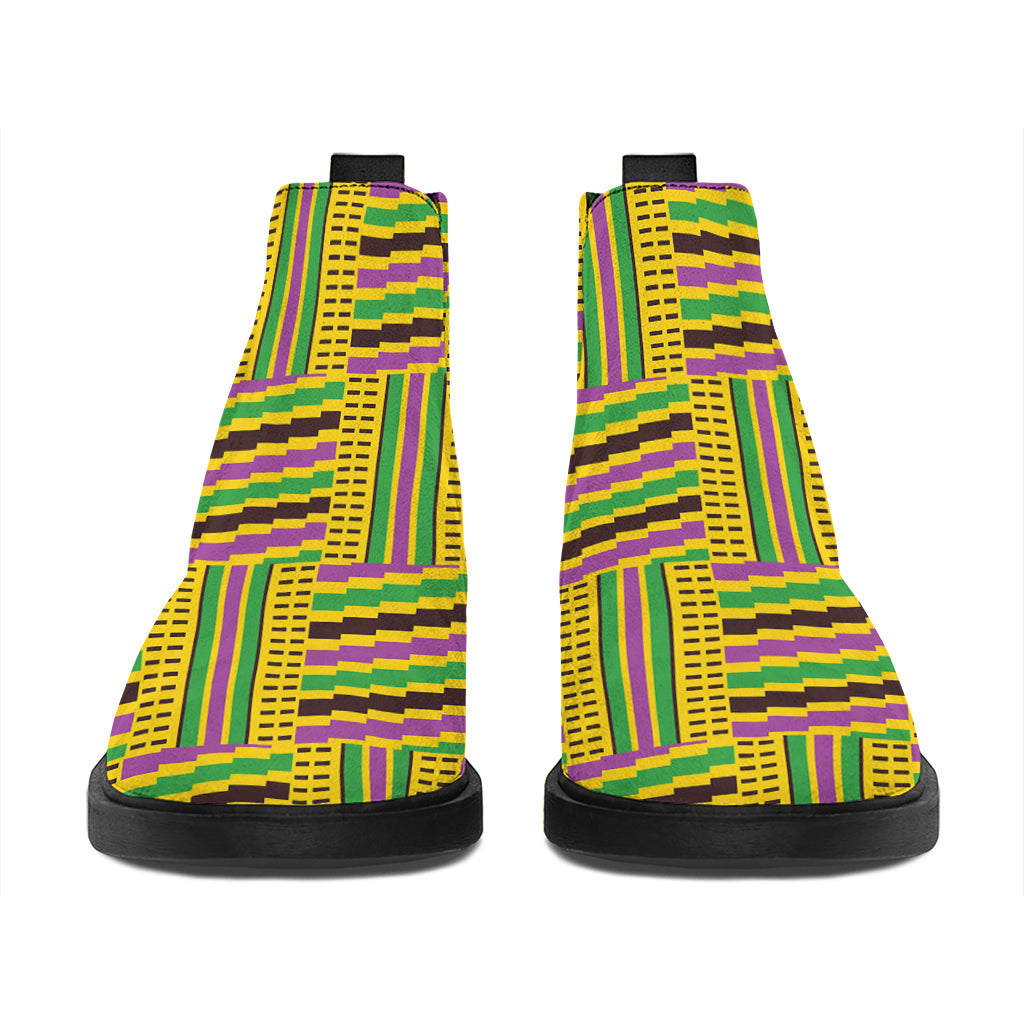 Ghana Kente Pattern Print Flat Ankle Boots