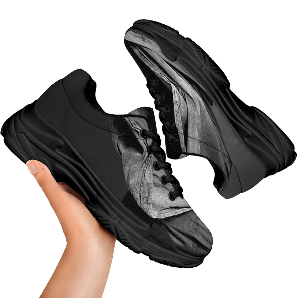 Ghost In The Darkness 3D Print Black Chunky Shoes