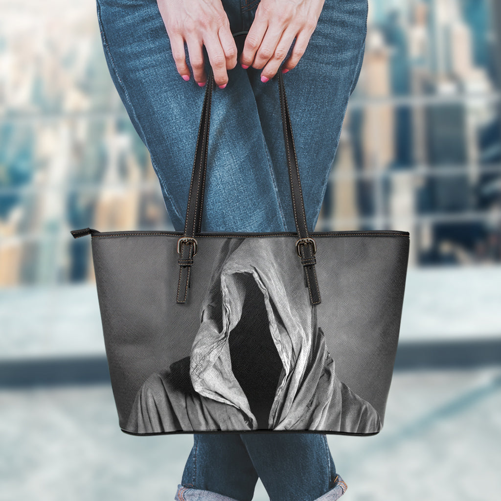 Ghost In The Darkness 3D Print Leather Tote Bag