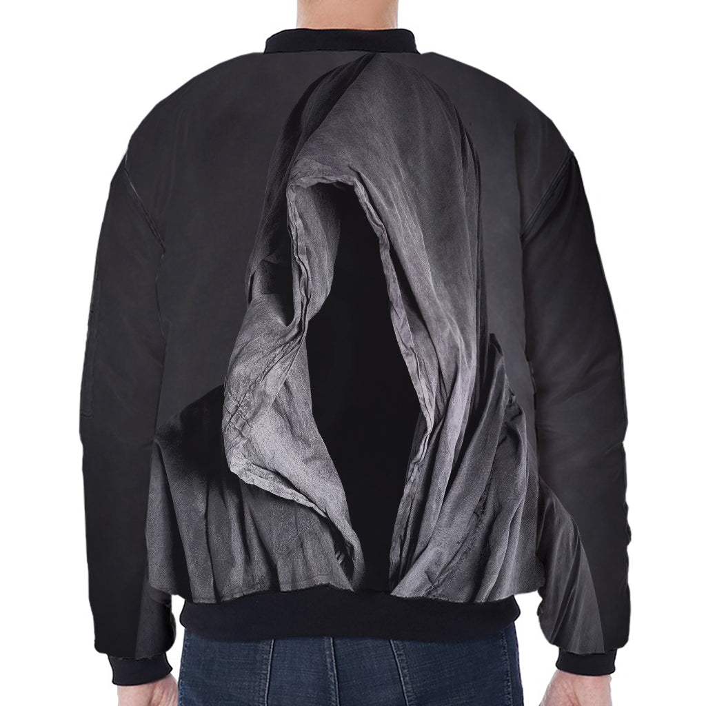Ghost In The Darkness 3D Print Zip Sleeve Bomber Jacket