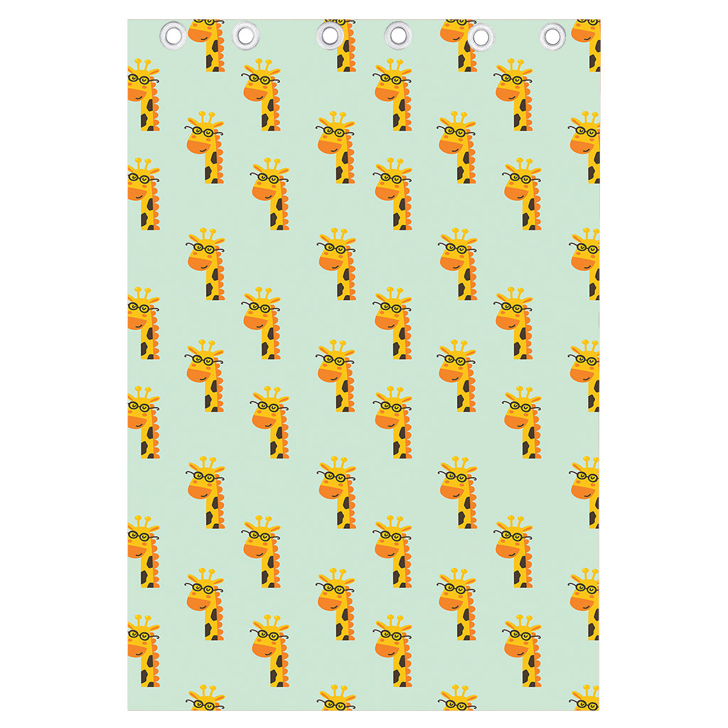 Giraffe With Glasses Pattern Print Curtain