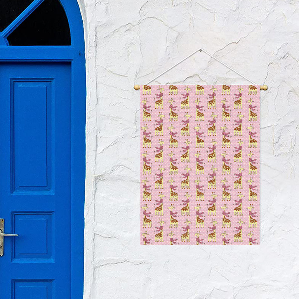 Giraffe With Scarf Pattern Print Garden Flag