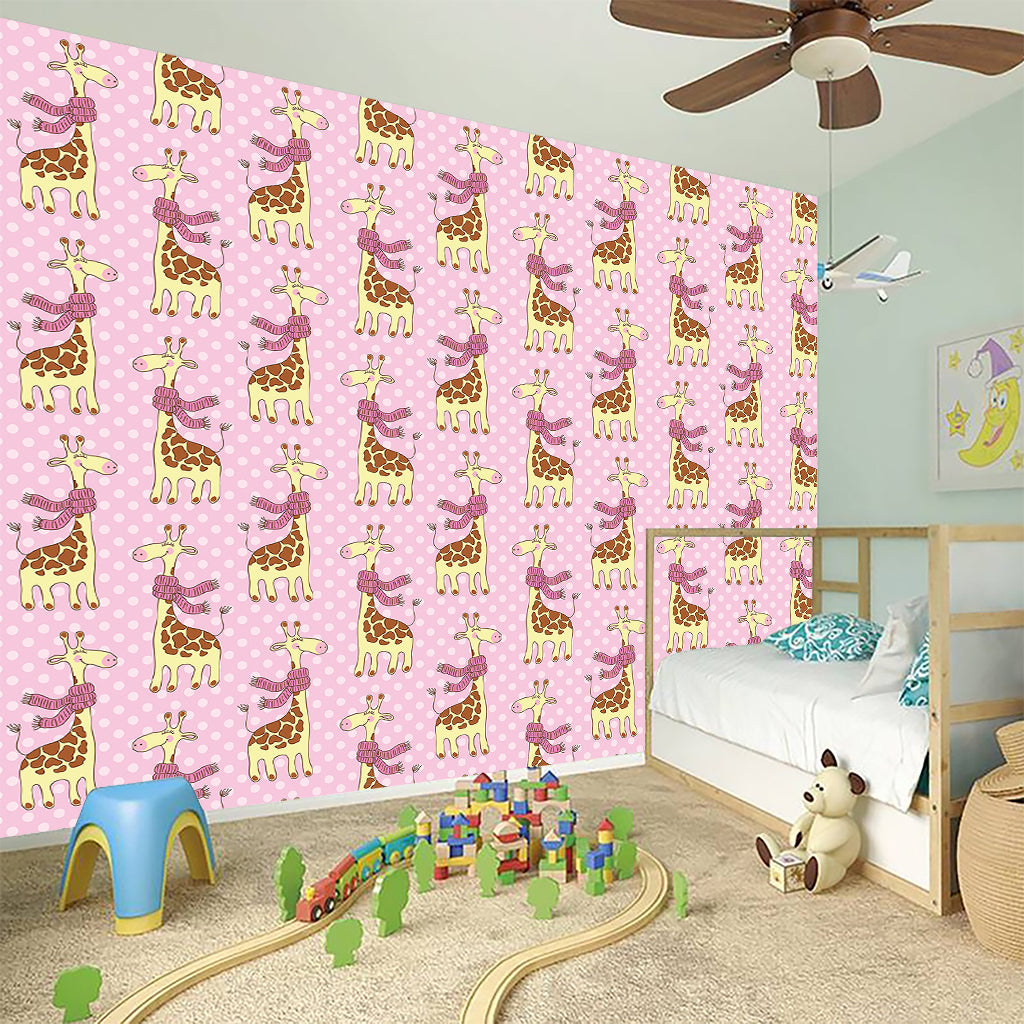 Giraffe With Scarf Pattern Print Wall Sticker