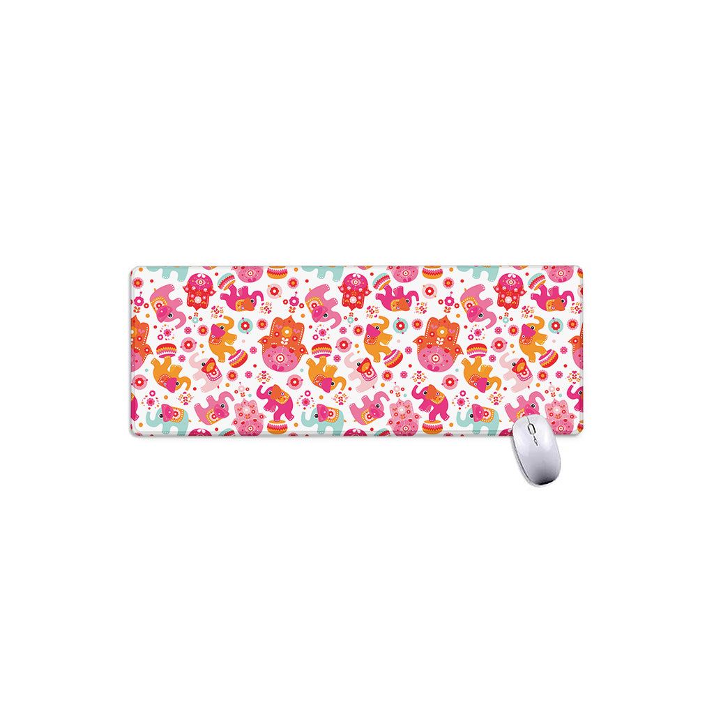Girly Elephant And Hamsa Pattern Print Extended Mouse Pad