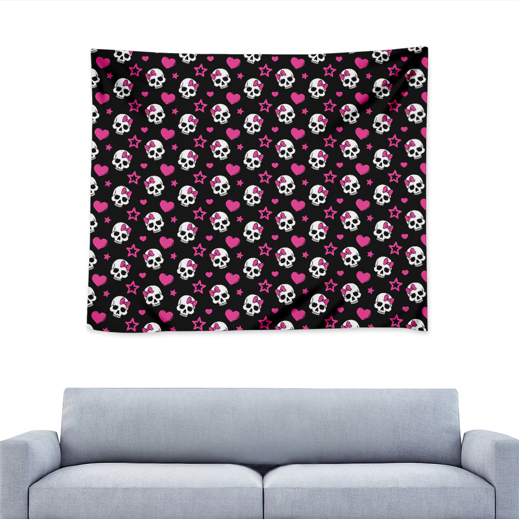 Girly Emo Skull Pattern Print Tapestry