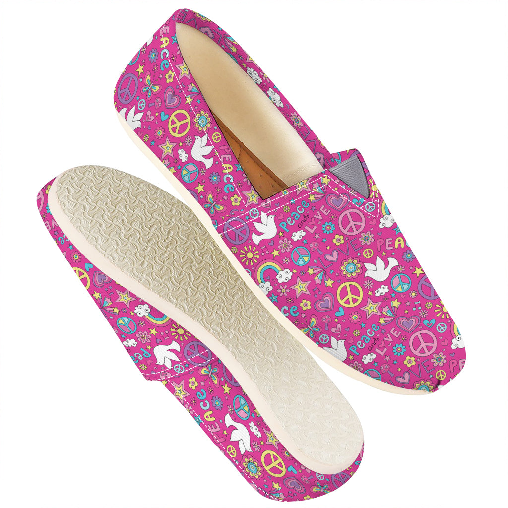 Girly Peace Sign And Love Pattern Print Casual Shoes