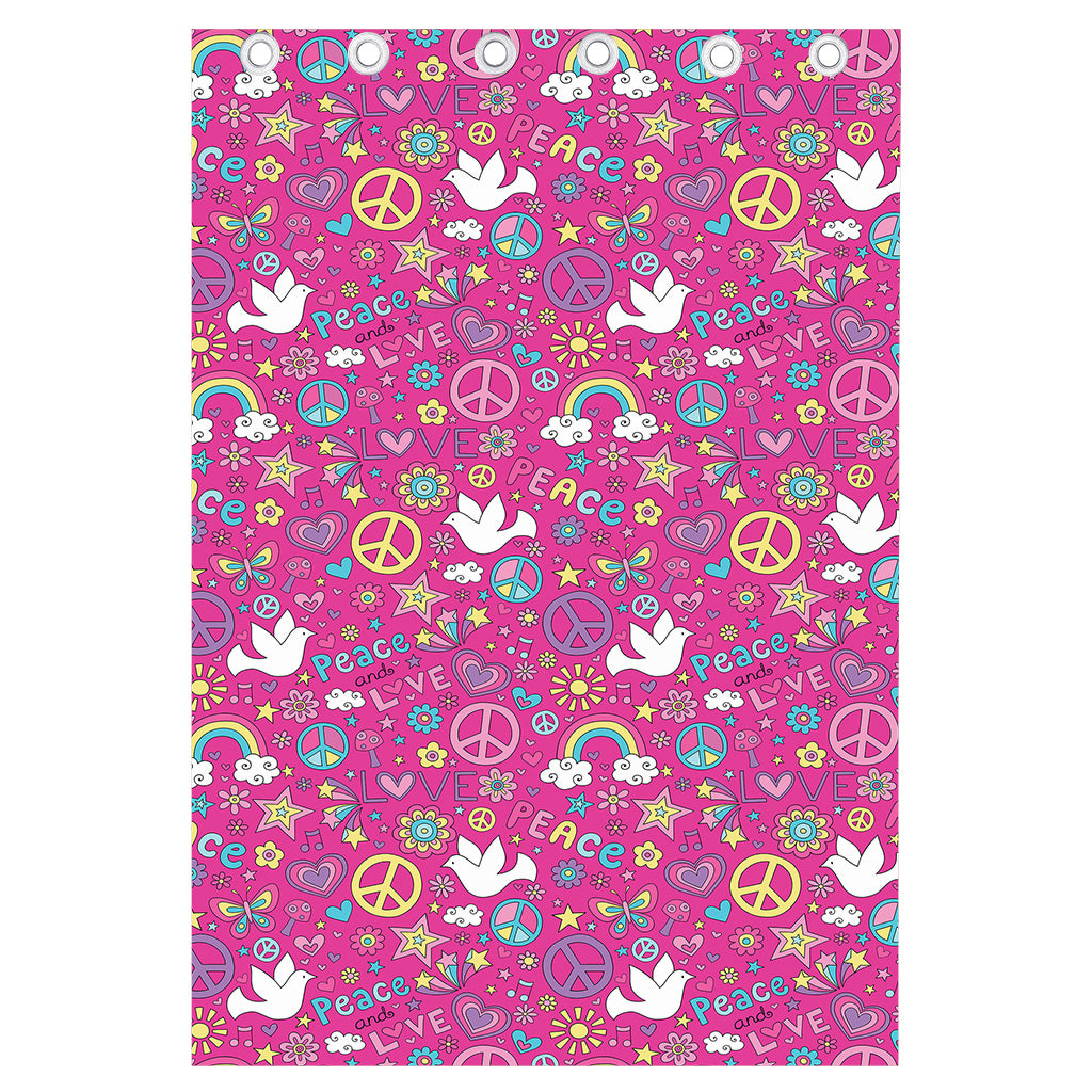 Girly Peace Sign And Love Pattern Print Curtain