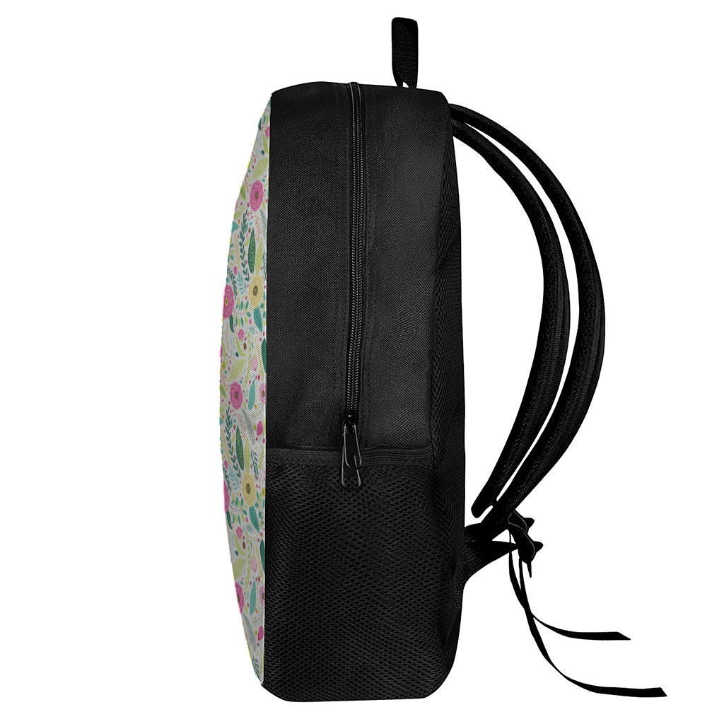 Girly Spring Flower Pattern Print 17 Inch Backpack