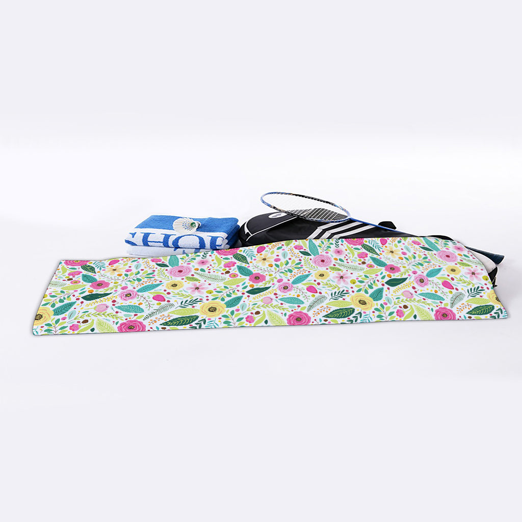 Girly Spring Flower Pattern Print Sports Towel