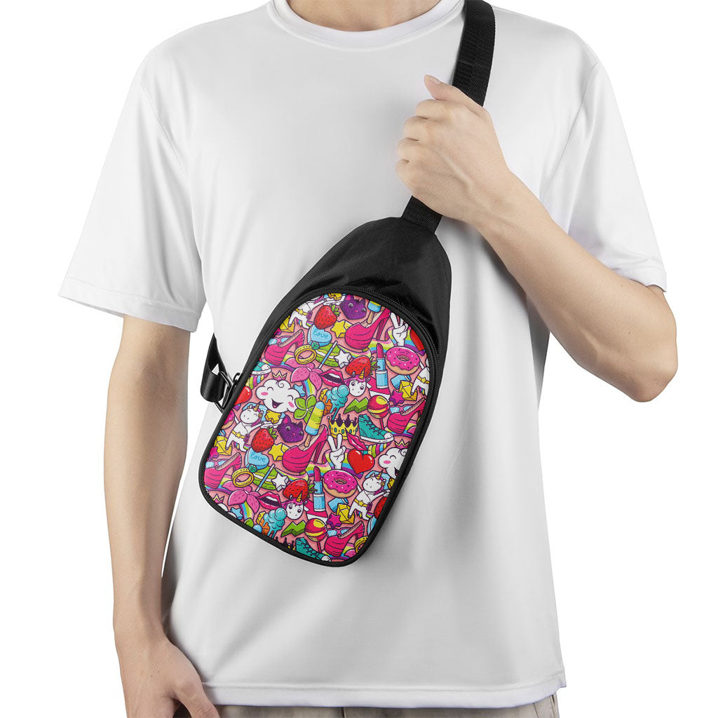 Girly Unicorn Cartoon Pattern Print Chest Bag