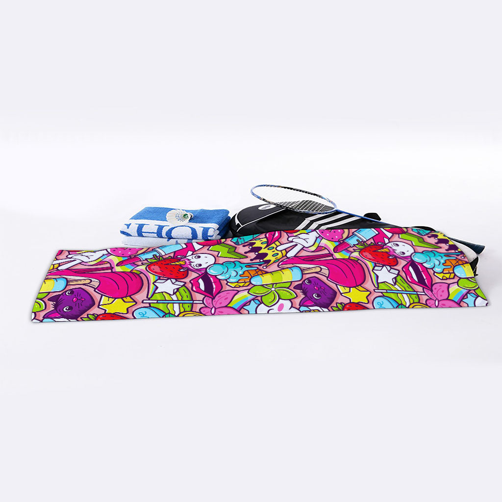 Girly Unicorn Cartoon Pattern Print Sports Towel