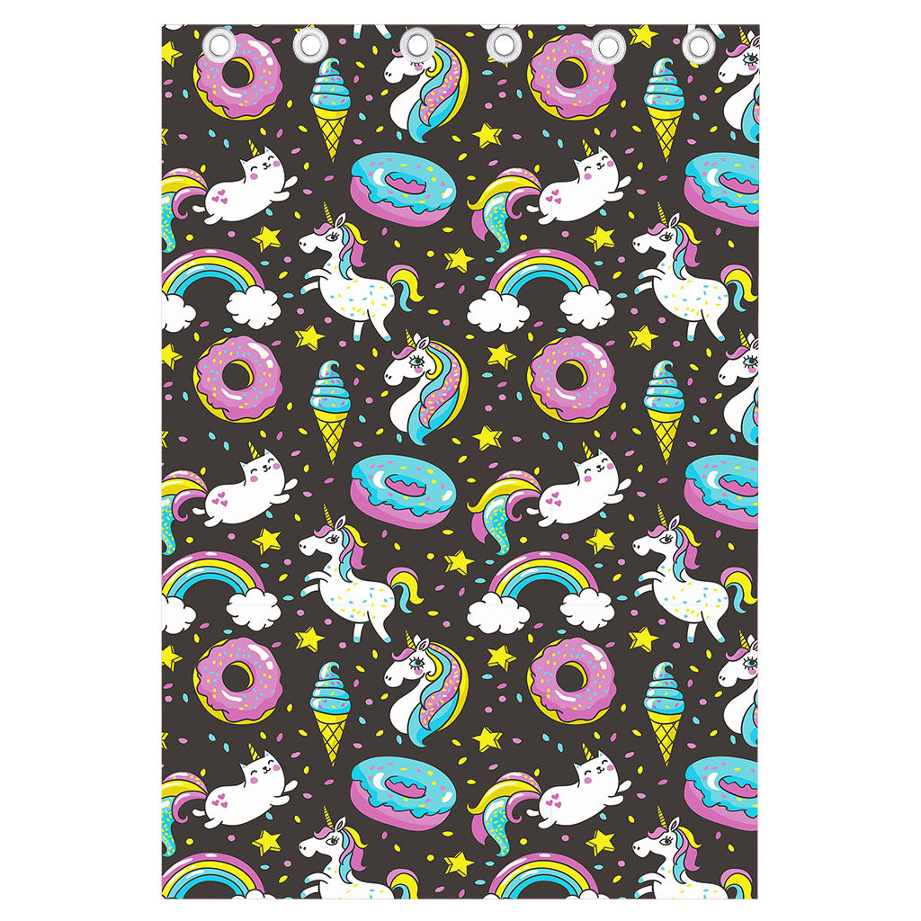 Girly Unicorn Donut Pattern Print Curtain