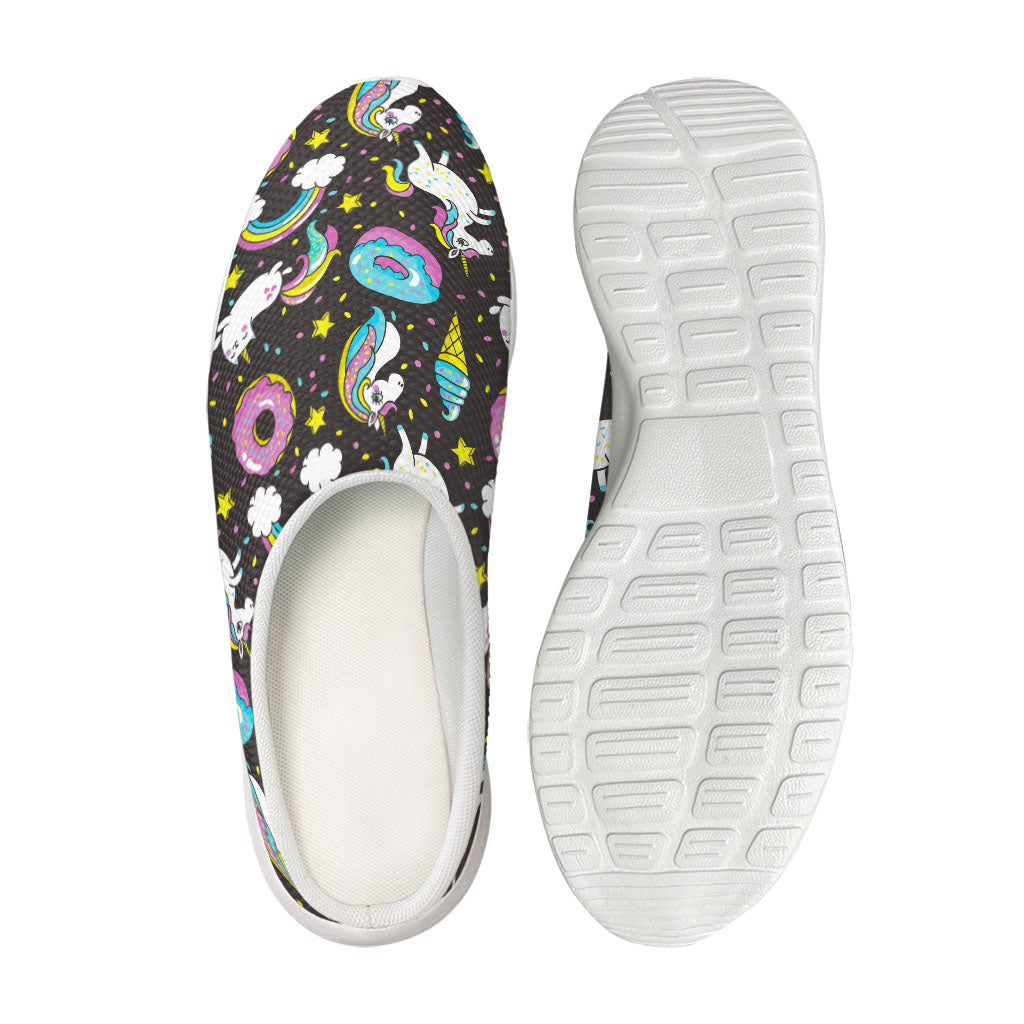 Girly Unicorn Donut Pattern Print Mesh Casual Shoes
