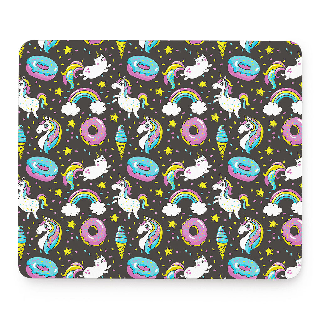 Girly Unicorn Donut Pattern Print Mouse Pad