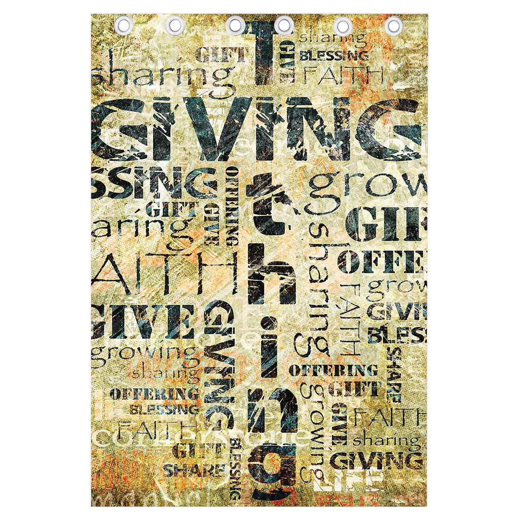 Giving And Tithing Religious Words Print Curtain