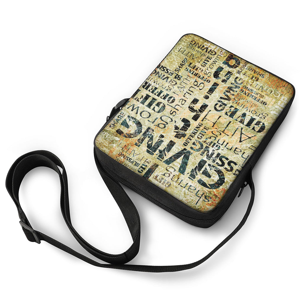 Giving And Tithing Religious Words Print Rectangular Crossbody Bag