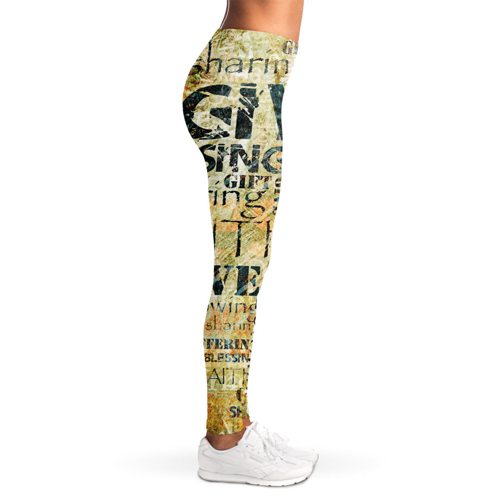 Giving And Tithing Religious Words Print Women's Leggings