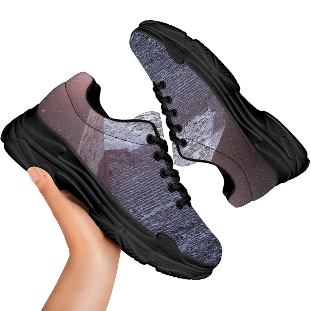Giza Pyramid Print Black Chunky Shoes