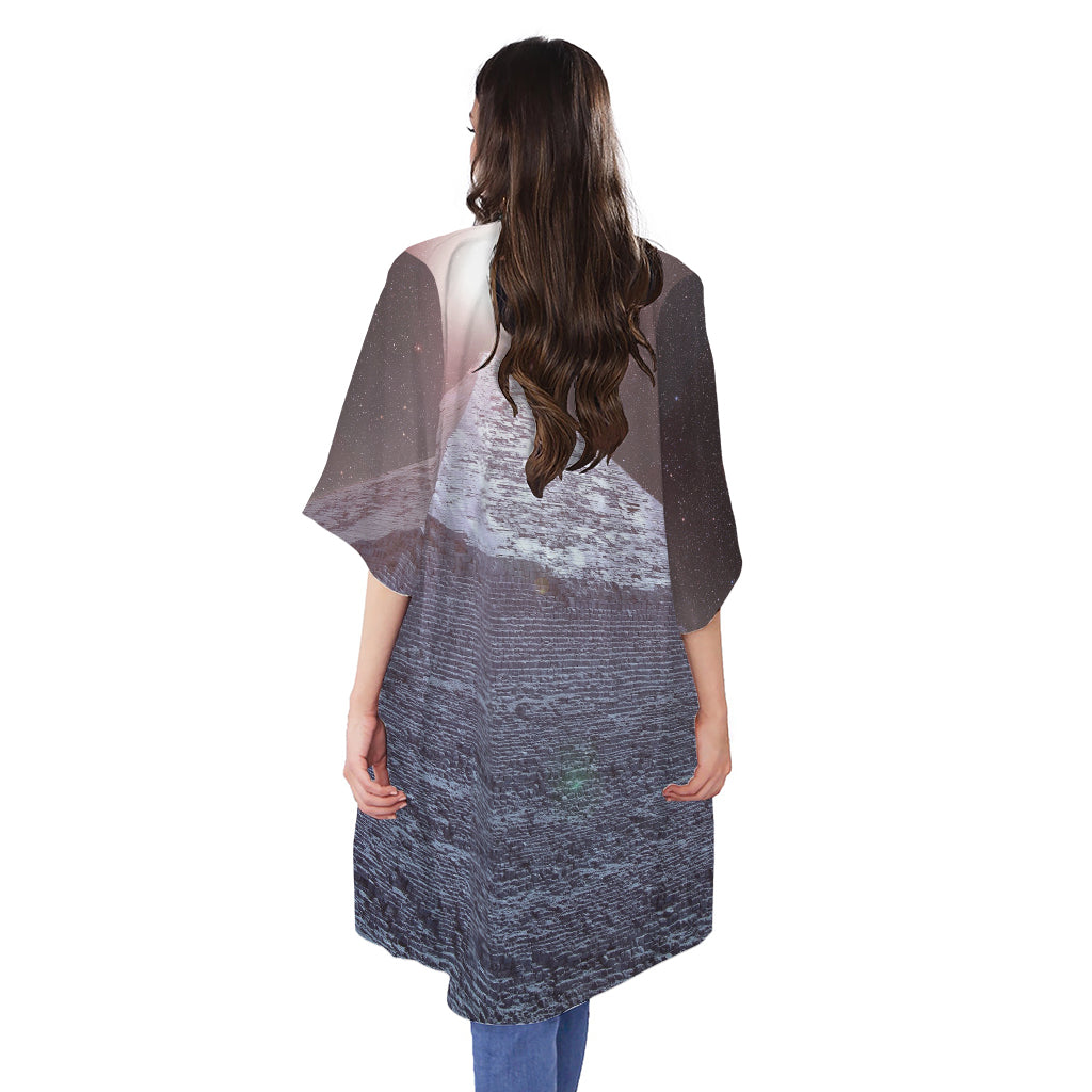 Giza Pyramid Print Open Front Beach Cover Up
