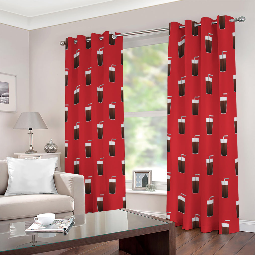 Glass Of Cola Pattern Print Extra Wide Grommet Curtains
