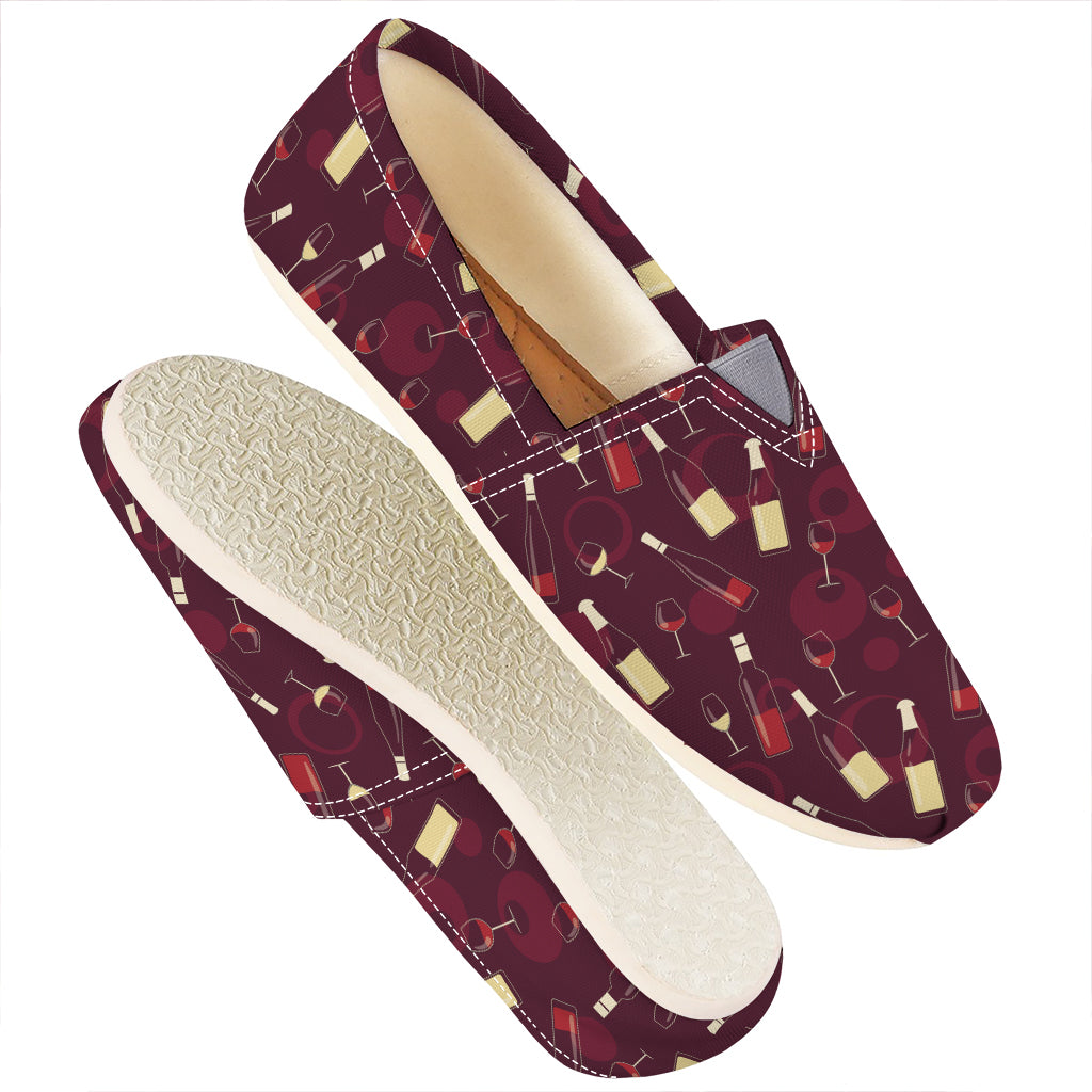 Glasses And Bottles Of Wine Print Casual Shoes