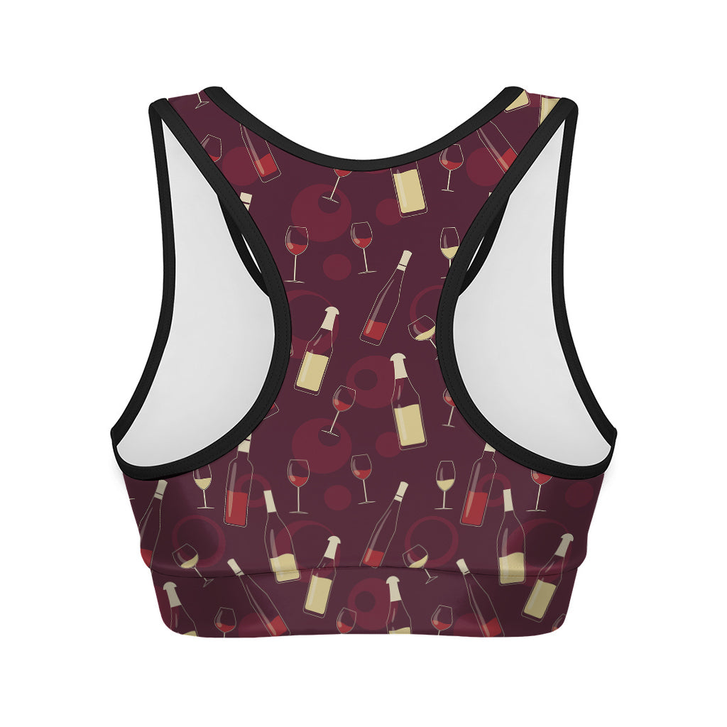 Glasses And Bottles Of Wine Print Women's Sports Bra