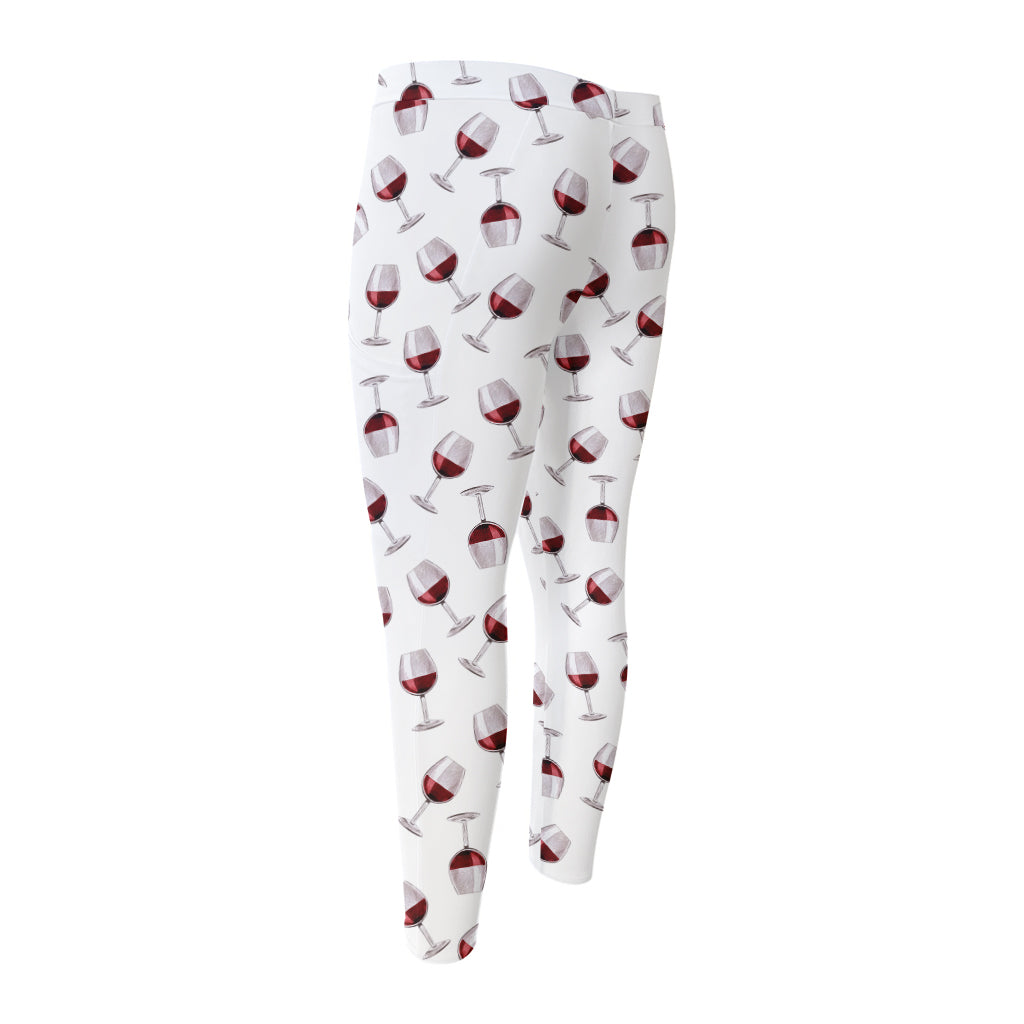 Glasses Of Wine Pattern Print Men's Compression Pants