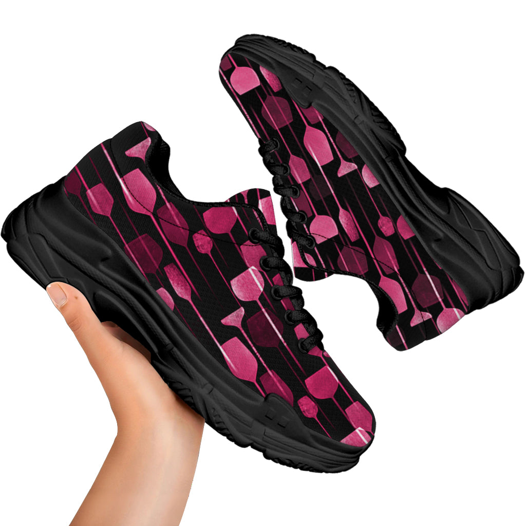 Glasses Of Wine Print Black Chunky Shoes